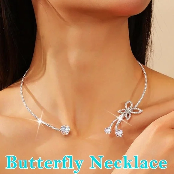 Elegant Silver Necklace with Crystal Accents - Picture 3 of 8